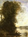 Le Batelier Quittant La Rive Avec Une Femme Et Une Femme Jean Baptiste Camille Corot